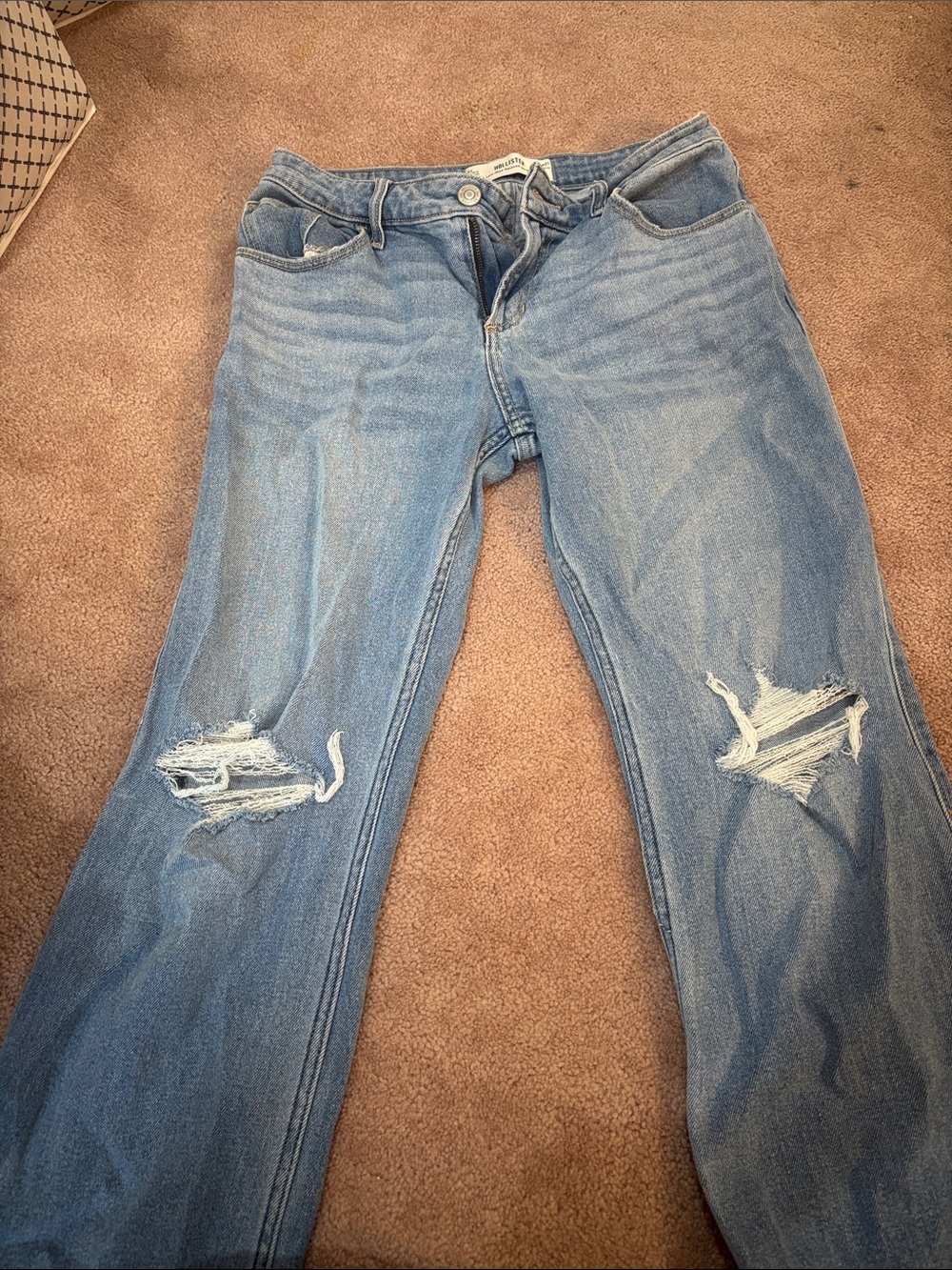 Hollister Light Blue Straight Leg Distressed Jeans
